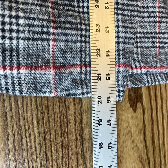 NWOT Dee Elly‎ Glen Plaid Asymmetrical Mini Skirt Gray Red Check Button Front M - Picture 7 of 8